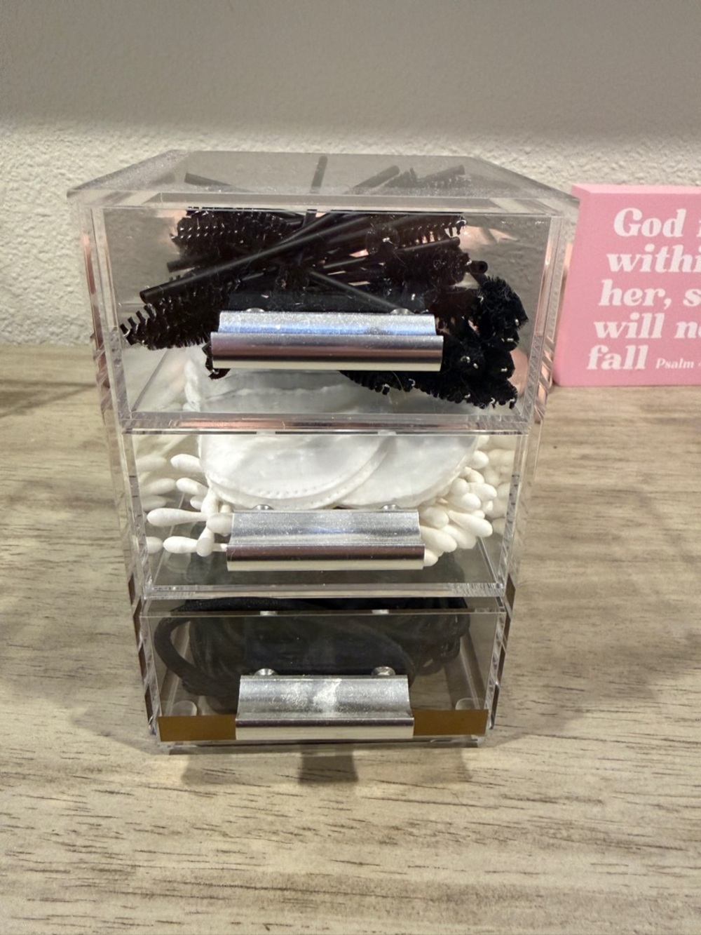 Acrylic 3-Drawer Cosmetic Organizer - Clear with Silver Handles